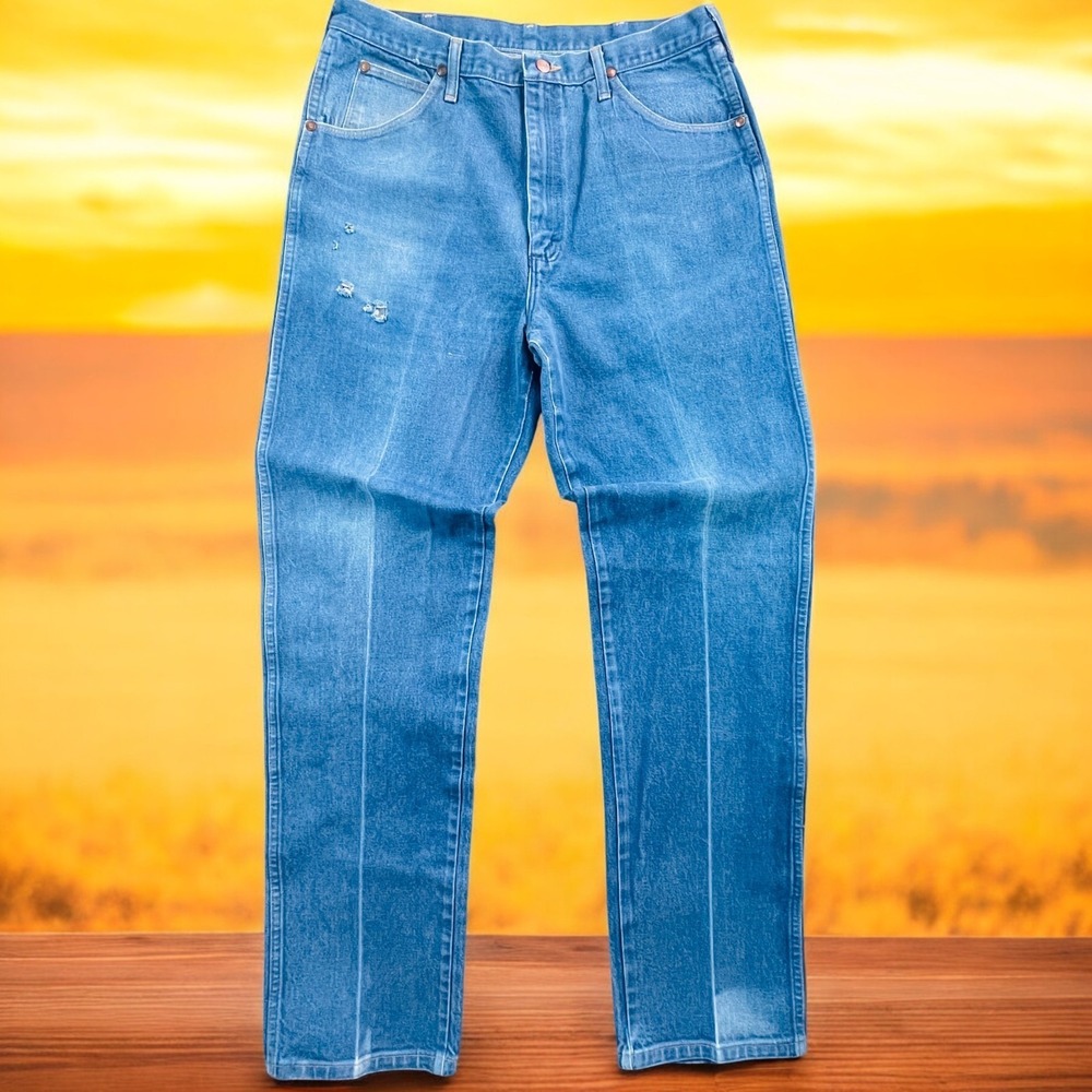 Vtg Wrangler Cowboy Cut Denim Jeans Mens 38x36 31MWZDN USA Distressed 90s - Picture 3 of 15